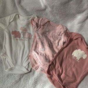 Elephant Print Kids One Pieces - Pink and White